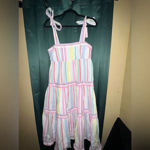 Chelsea and Violet Tiered Tie Strap Striped Midi Dress SM